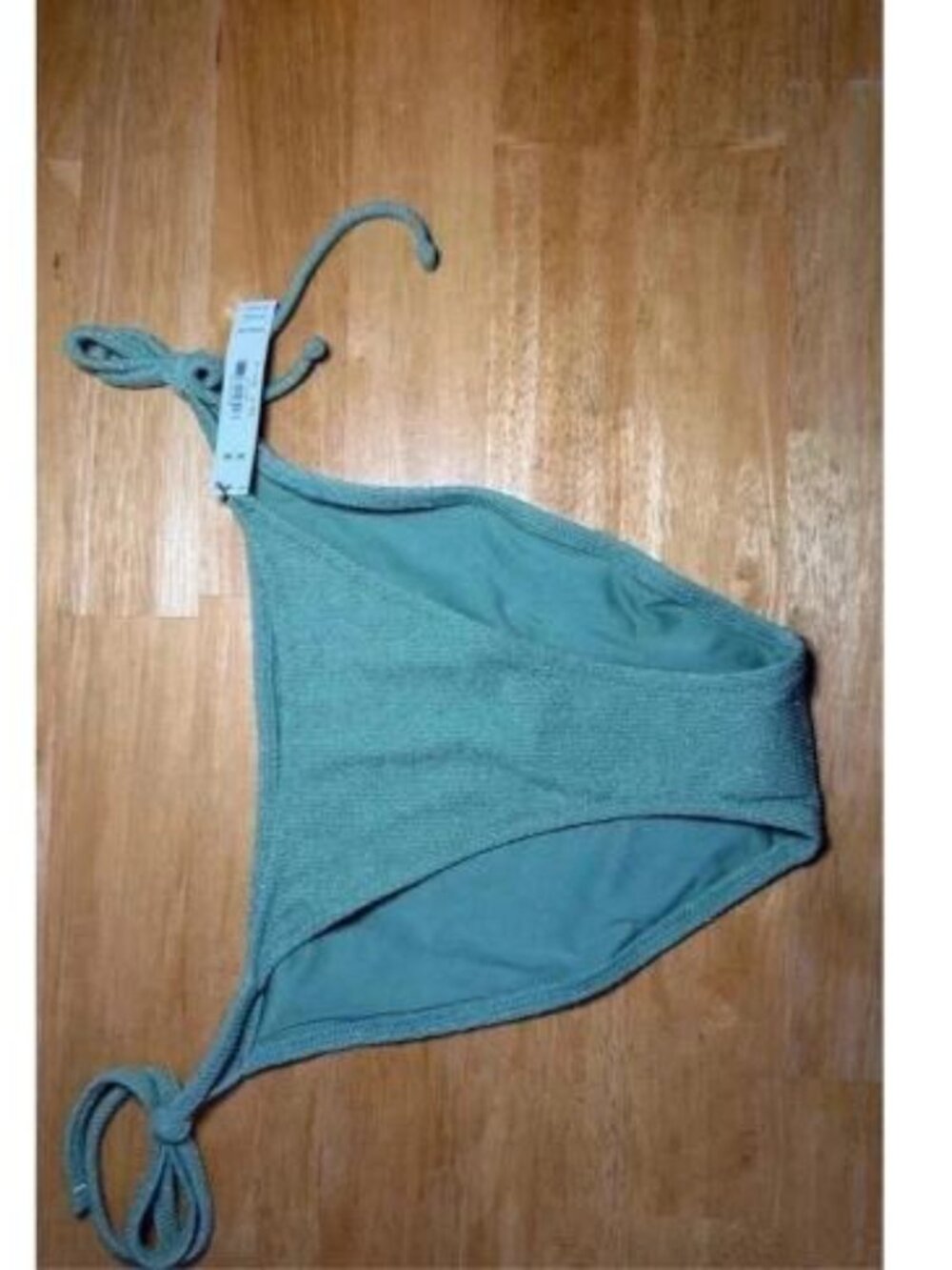 NWT PINK Victorias Secret Side Tie Bikini Bottom Medium Sage Green Metallic